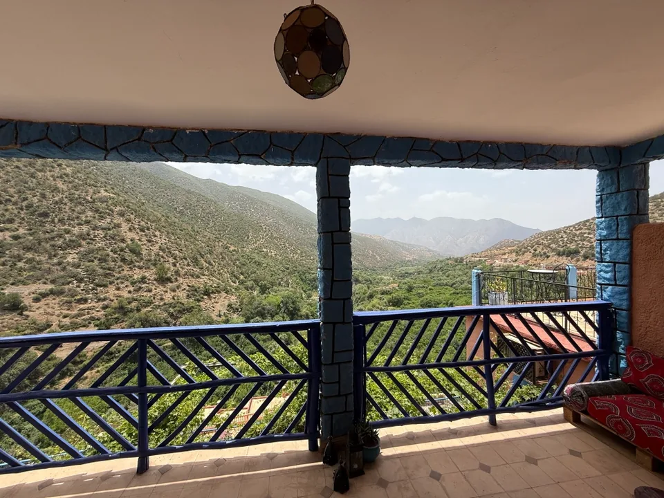 Studio Toubkal balcony looking down the valley