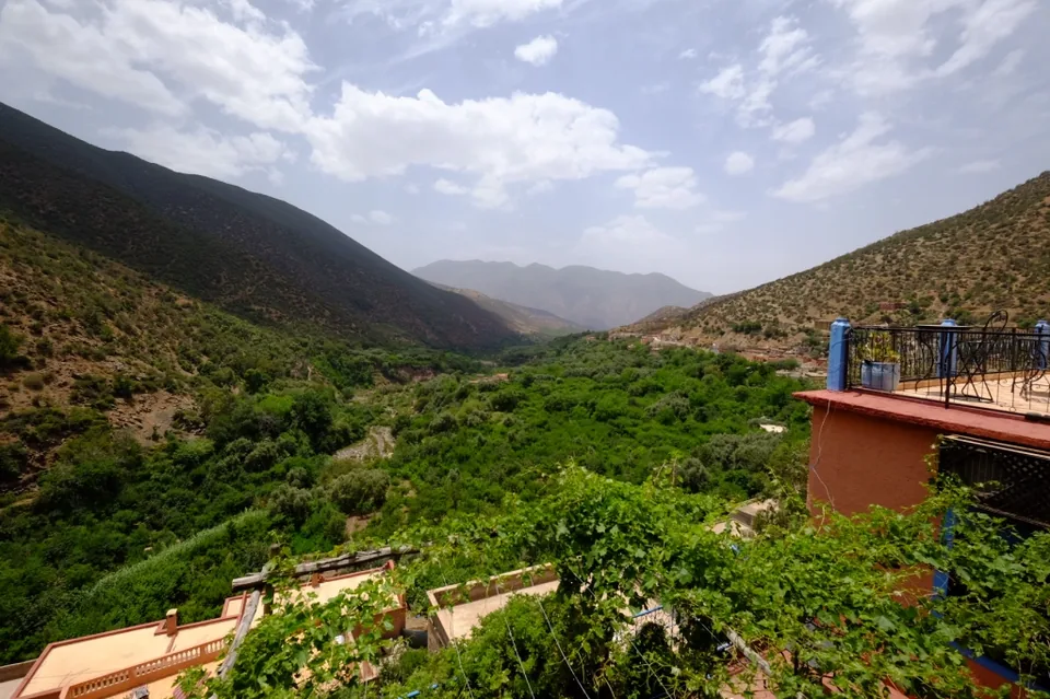 The green Ouirgane valley below Dar Tassa